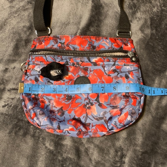 KIPLING- Floral Crossbody Bag - Red/Blue/Black with the Iconic Monkey Keychain. - Picture 9 of 10